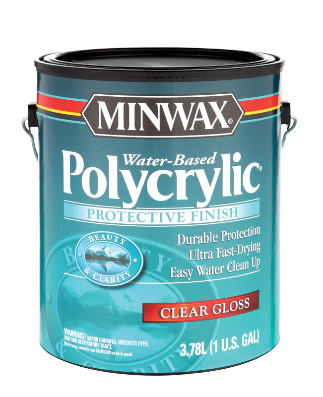 Minwax Indoor Clear Gloss WaterBased Polycrylic 1 gal. VSHE873547, 15555