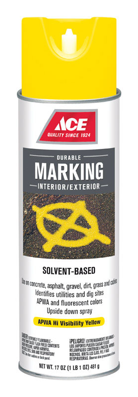 Ace Sovent Based Apwa Hi Visibility Yellow Upside Down Marking Spray Paint 17 Oz Vshe1017680 I1017680a