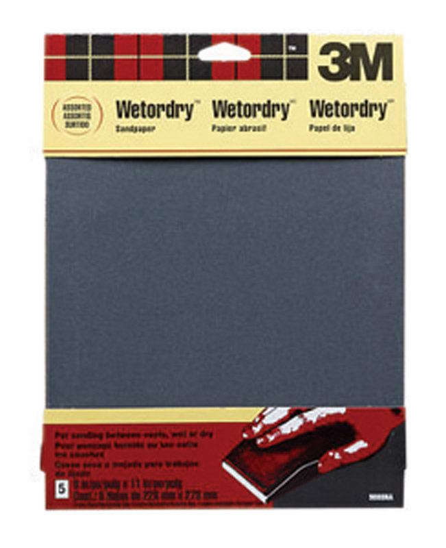3M Silicon Carbide Sandpaper 11 in. L Assorted 5 pk VSHE12502, 9088NA