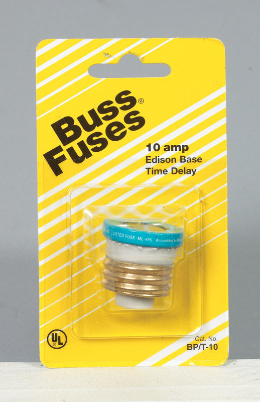 Bussmann Time Delay Plug Fuse 10 amps 125 volts 1 pk For Small Motor