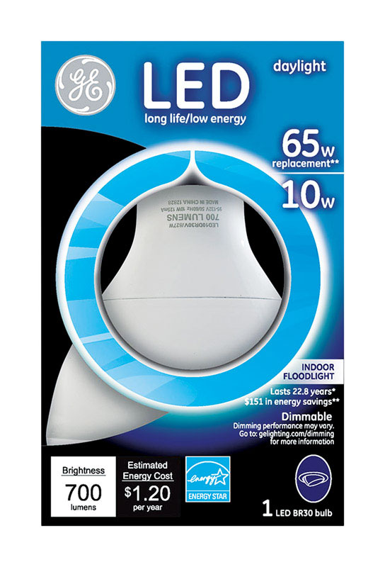 GE LED Bulb 10 watts 700 lumens 5000 K Medium Base (E26) BR30 Daylight