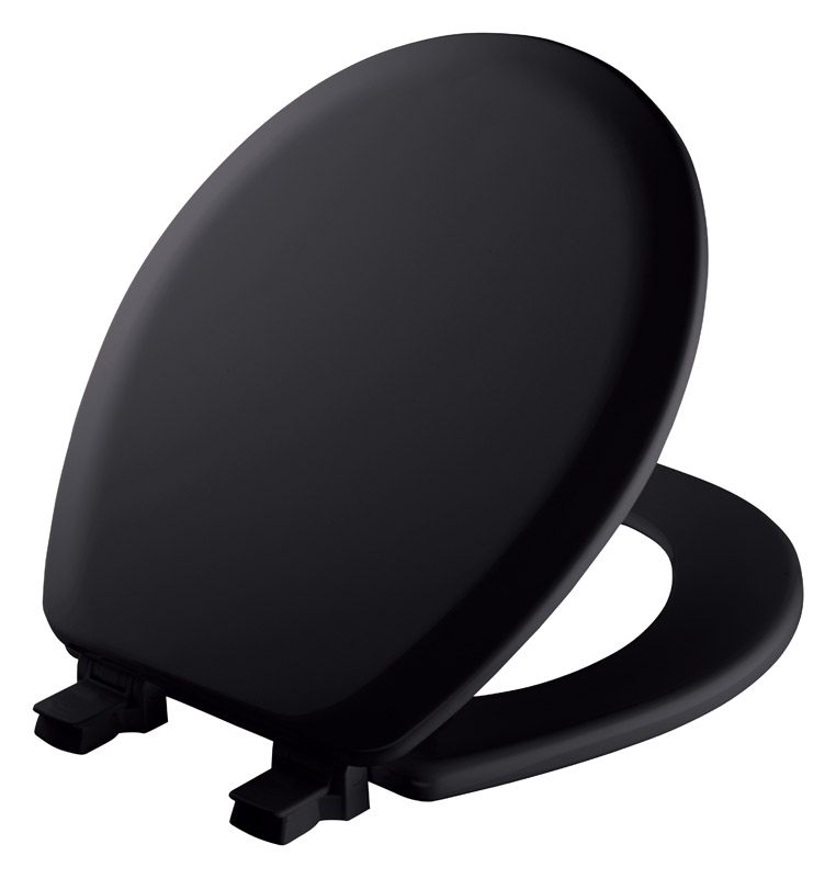 Mayfair Never Loosens Round Black Wood Toilet Seat VSHE4317723, 41EC047