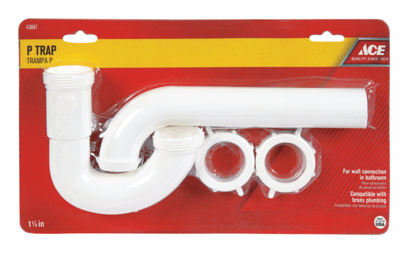 Ace 1-1/4 in. Dia. x 1-1/4 in. Dia. Slip To Slip Plastic P Trap # ...