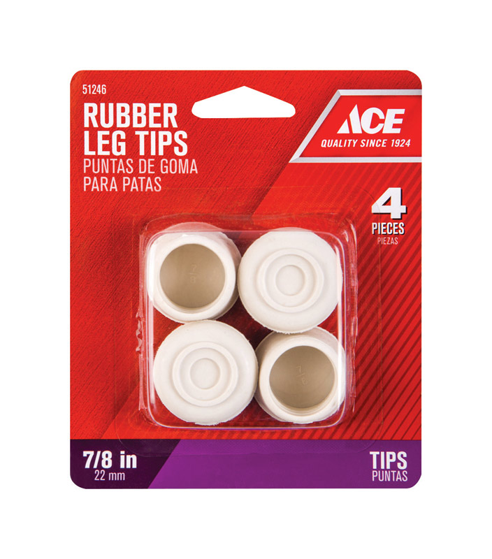 Ace Rubber Round Leg Tip OffWhite 7/8 in. W 4 pk VSHE51246, 51246