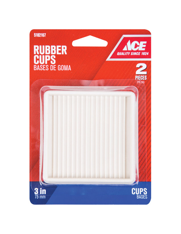 Ace Rubber Square Caster Cup White 3 in. W x 3 in. L 2 pk VSHE5182167