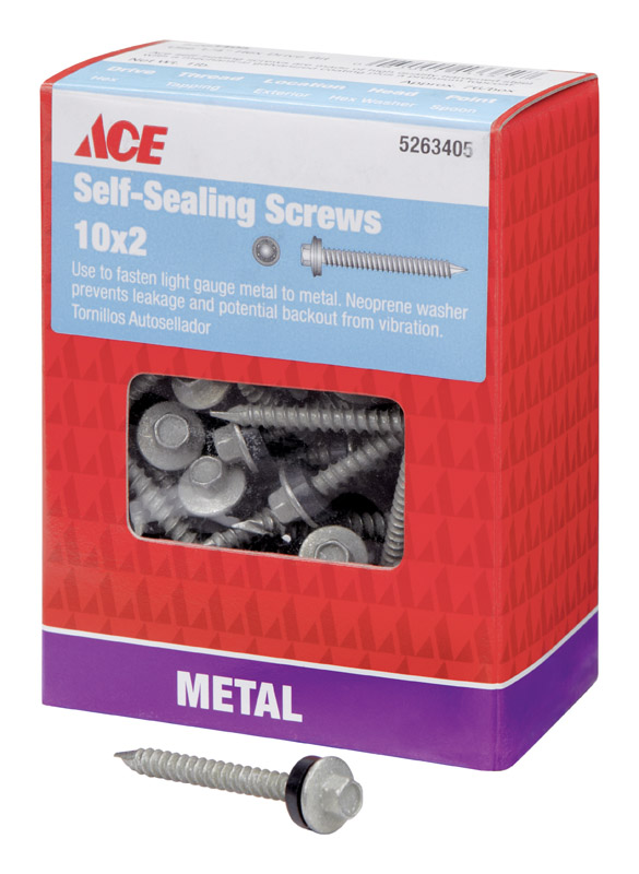Ace Hex Head Hex Drive SelfSealing Screws Steel 10 x 2 in. L 1 lb. 