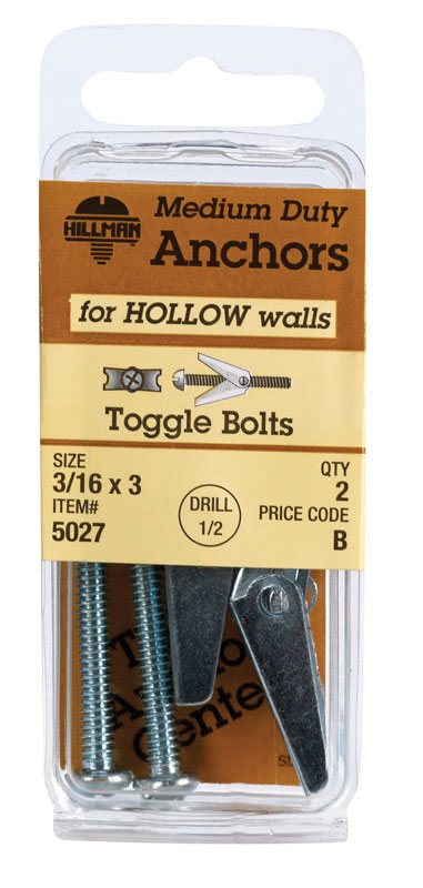 Tite 1//4 in HILLMAN Fas-N x 3 L Round Steel 50 pk Toggle Bolt Dia