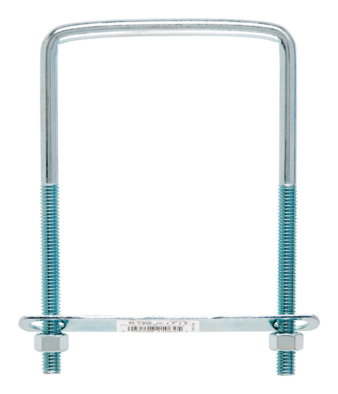 Hampton 4 in. W x 6 in. L Zinc Plated Steel Square Bend U Bolt 10 pk 